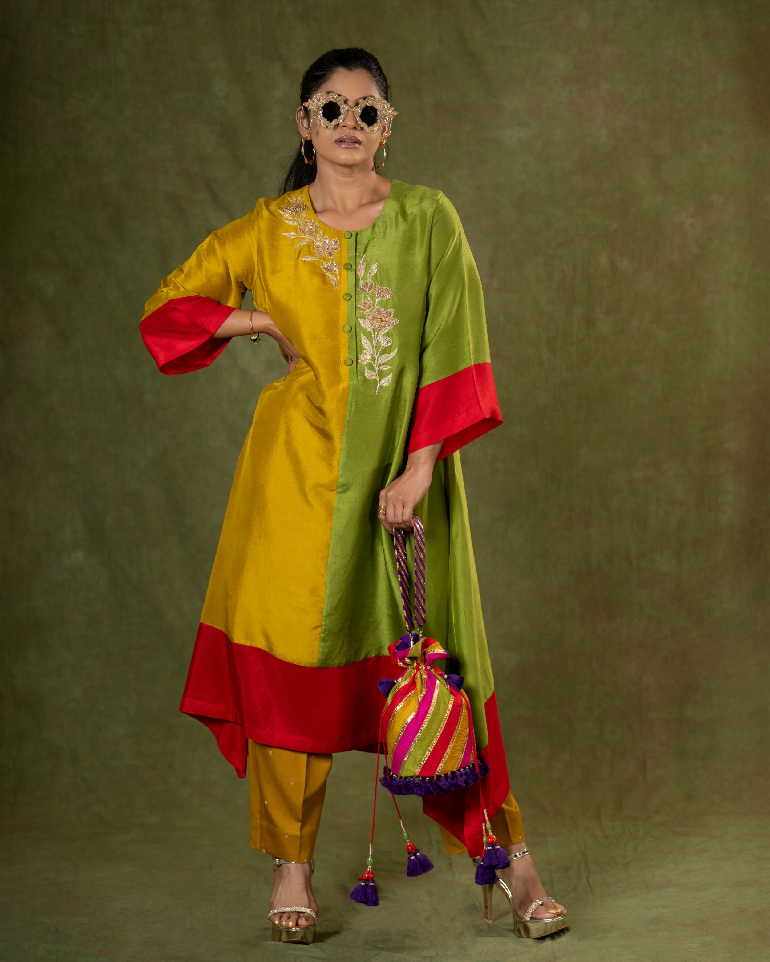 TINTALIA KURTA SET (MUSTARD/OLIVE)