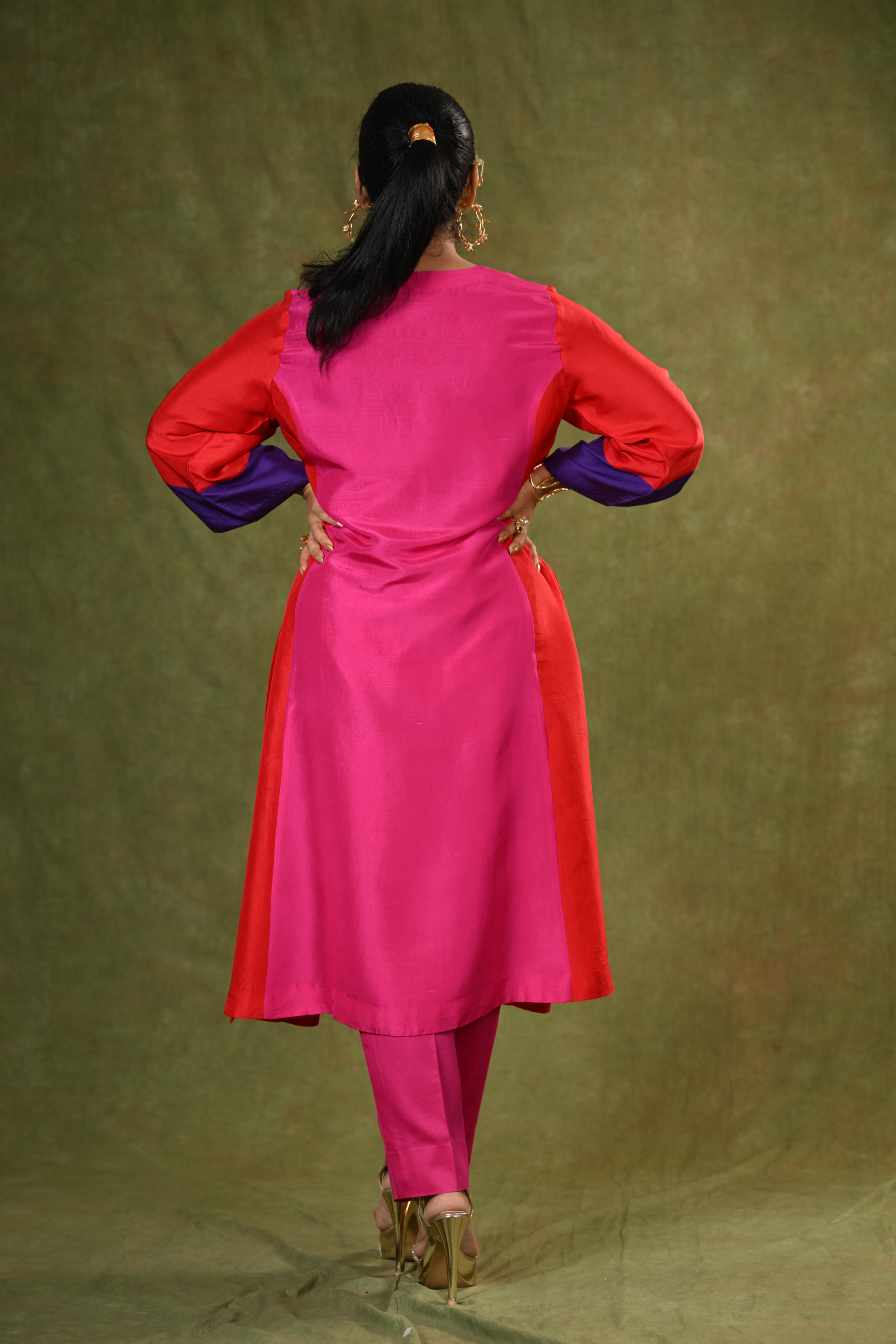 TINTALIA KURTA SET (CRIMSON/PINK)